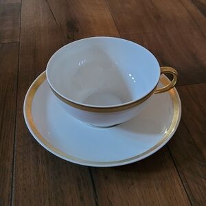 Vintage - W.M. Guerin and Co. and Limoges White and 14K‎ Trim Teacup and Saucer